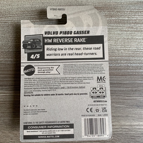 Hot Wheels Volvo P1800 Gasser HW Reverse Rake HotWheels Mainline Car 2024 New - Picture 6 of 7